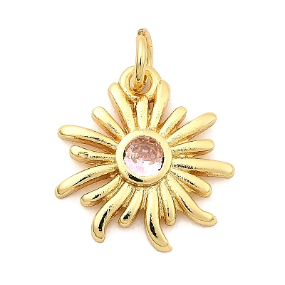 Sun Brass Micro Pave Cubic Zirconia Pendants KK-C134-11G-03-1