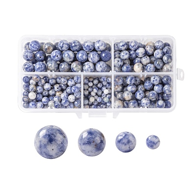 340Pcs 4 Sizes Natural Blue Spot Jasper Beads G-LS0001-17-1