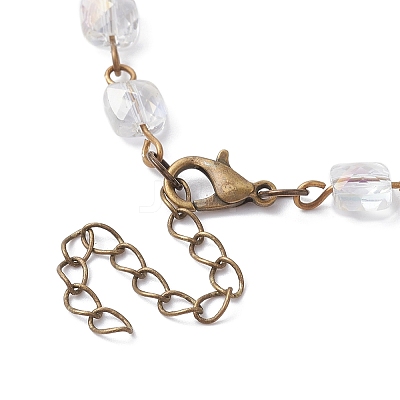 Square Faceted Glass Beaded Link Chain Bracelet Making AJEW-JB01150-51-1