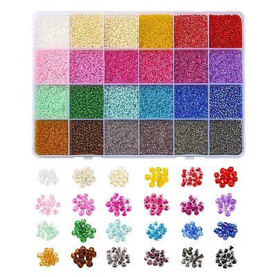 19200Pcs 24 Colors 12/0 Glass Seed Beads SEED-YW0001-87A-1