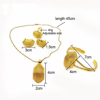Hexagon Alloy Pendant Necklaces & Hoop Earrings & Cuff Bangles & Rings for Women FS-WG5B3B6-01-1