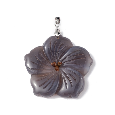Natural Grey Agate Big Pendants G-B040-01P-04-1