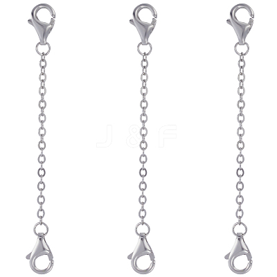 3pcs 925 Sterling Silver Cable Chain Extenders STER-CN0001-29-1