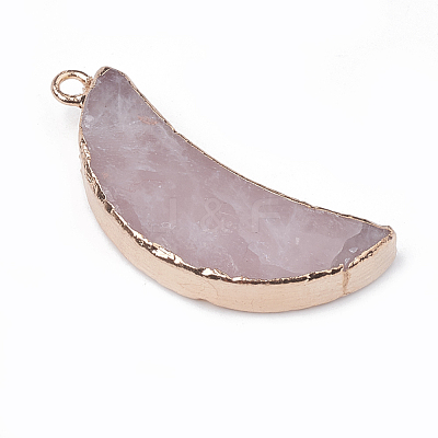 Electroplate Natural Rose Quartz Pendants G-S329-014C-1
