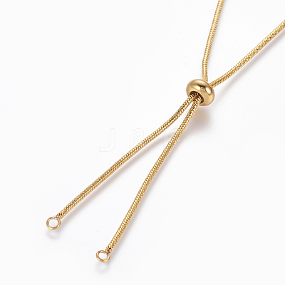 Adjustable 304 Stainless Steel Slider Necklaces MAK-L026-06A-G-1