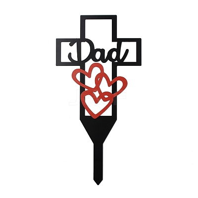 Halloween Iron Dad Heart Memorial Grave Plaque Stake Inserts Decoration FIND-WH0152-159A-1