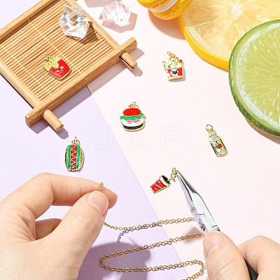 6Pcs 6 Styles Food Brass Pendants KK-CJ0003-63-1