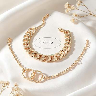 Iron and Zinc Alloy Chain Multi-Strand Bracelet Sets NI2300-1-1