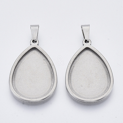 Non-Tarnish 201 Stainless Steel Pendant Cabochon Settings STAS-R101-01-1