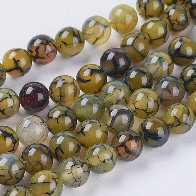 Natural Dragon Veins Agate Beads Strands G-G515-8mm-02B-1