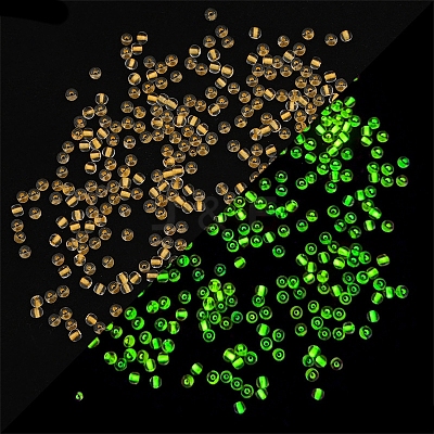 Glow in the Dark Luminous Transparent Glass Round Seed Beads LUMI-PW0004-006A-03-1