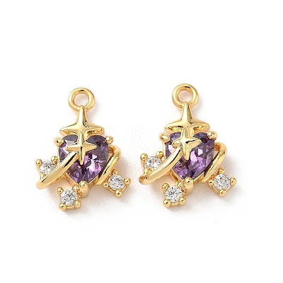 Brass Micro Pave Cubic Zirconia Pendants KK-D504-26B-G-1