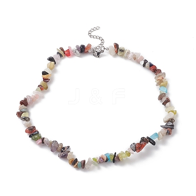 Mixed Gemstone Chips Beads Necklaces NJEW-JN04275-03-1