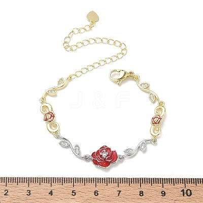 Brass Micro Pave Clear Cubic Zirconia Link Chain Bracelets for Women BJEW-C156-05PG-1