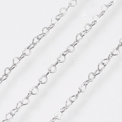 Long-Lasting Plated Brass Heart Link Chains Necklaces NJEW-K112-02P-NF-1