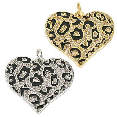 2Pcs 2 Colors Brass Micro Pave Cubic Zirconia Pendants KK-TA0002-20-1