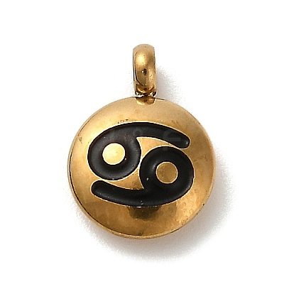 304 Stainless Steel Black Enamel Charms STAS-R009-02G-04-1