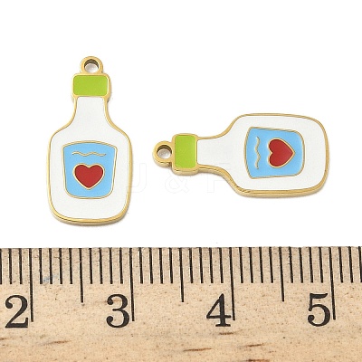 304 Stainless Steel Enamel Pendants X1-STAS-G360-04G-06-1