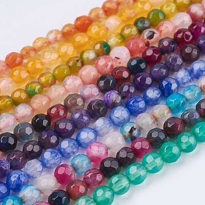 Natural Agate Round Beads Strand G-L084-4mm-M-1