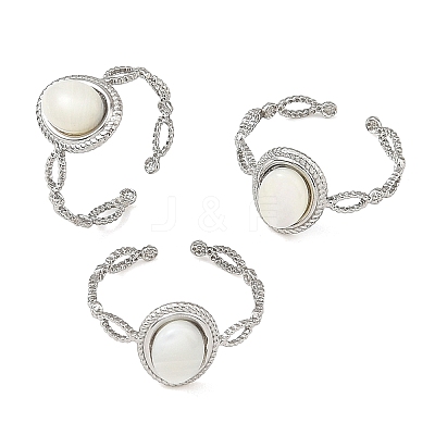 304 Stainless Steel Shell Cuff Open Rings RJEW-JR01111-02-1