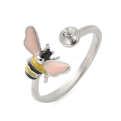 Bees Brass Enamel Cuff Ring Settings KK-K297-04P-1