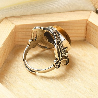 Natural Tiger Eye Adjustable Rings RJEW-I108-02AS-07-1