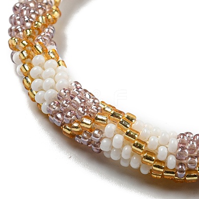 Handmade Braided Glass Seed Beaded Stretch Bracelets for Women BJEW-A012-01B-1