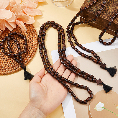 6Pcs 3 Style Natural Wood Bead Necklaces NJEW-DC00016-1