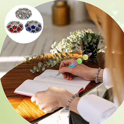 60Pcs 3 Colors Alloy Rhinestone European Beads CPDL-PH0001-11-1