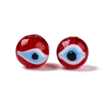 Handmad Evil Eye Round Lampwork Beads LAMP-T021-17D-1