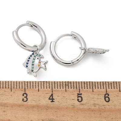 Brass Clear Cubic Zirconia Hoop Earrings EJEW-Q014-26P-1