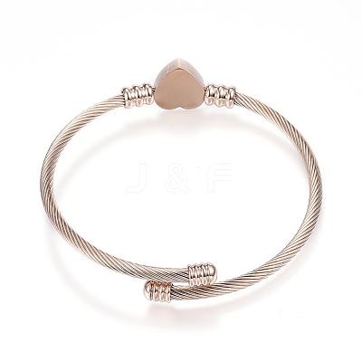 316 Surgical Stainless Steel Torque Bangles X-BJEW-D437-A37-RG-1