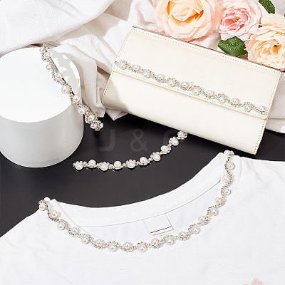 1 Yard Crystal Rhinestone Cup Chains with Plastic Pearl Beaded DIY-GA0005-72-1