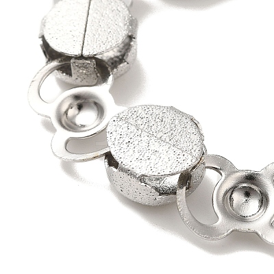 Non-Tarnish 304 Stainless Steel Flat Round Link Chain Bracelet BJEW-Q776-02A-02-1