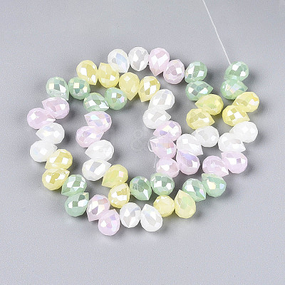 Electroplate Imitation Jade Glass Beads Strands EGLA-N025-01B-B01-1
