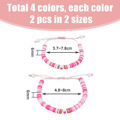 4 Sets 4 Color Polymer Clay Heishi Surfer Braided Bead Bracelets Set BJEW-FI0001-68-1