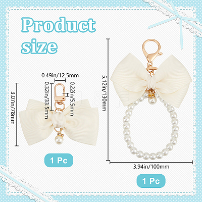 2Pcs 2 Styles Zinc Alloy with Plastic and Polyester Keychain KEYC-BBC0001-03-1