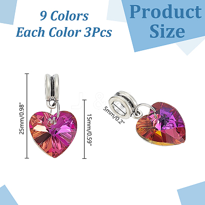 27Pcs 9 Styles AB Color Glass European Dangle Charms PALLOY-AR00048-1