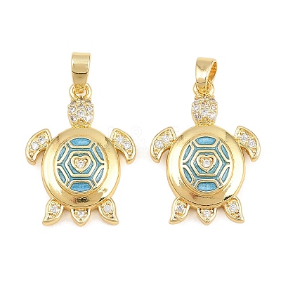 Brass Clear Cubic Zirconia Enamel Pendants KK-E800-06A-G-1