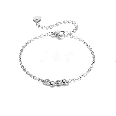 304 Stainless Steel Paw Print Link Bracelets WGA73B8-01-1