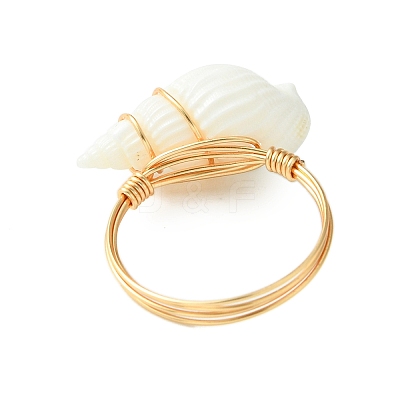 Natural Spiral Shell Finger Rings RJEW-TA00167-1