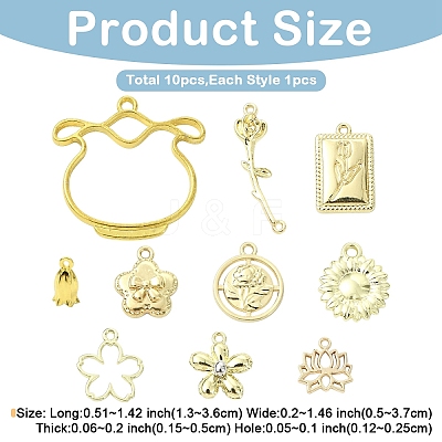 10Pcs 10 Styles Alloy Pendants FIND-YW0010-87-1