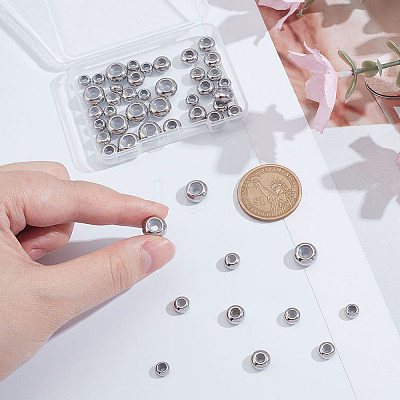48Pcs 4 Styles Stainless Steel Beads STAS-ME0002-44-1