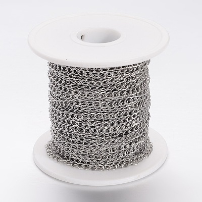 Tarnish Resistant 304 Stainless Steel Curb Chains CHS-K005-03P-0.6mm-1