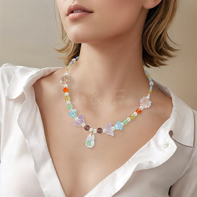 100Pcs 10 Colors Glass Pendants GLAA-SP0001-61-1