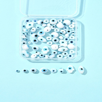80Pcs 8 Styles Handmade Lampwork Evil Eye Beads LAMP-FS0001-38A-1