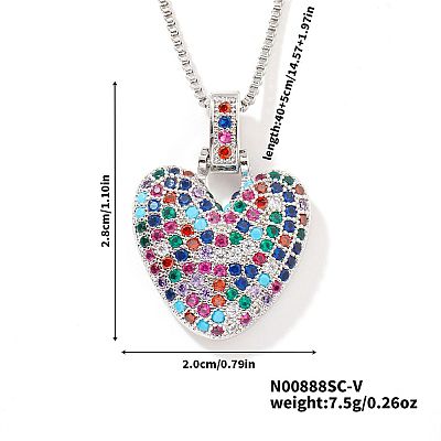 Brass Pave Colorful Cubic Zirconia Pendant Box Chain Necklaces NU0575-43-1