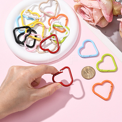 18Pcs 9 Colors Baking Paint Alloy Spring Gate Rings FIND-SC0017-36-1
