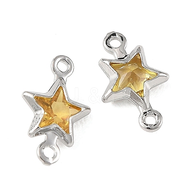 SHEGRACE Brass Pave Cubic Zirconia Star Connector Charms XGRQ2O701-441C-P-1