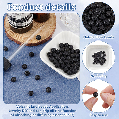 Natural Lava Rock Stone Bead Strands G-PH0028-8mm-04-1